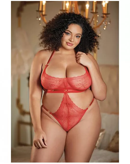 Allure Halter Ouverte Lace Teddy