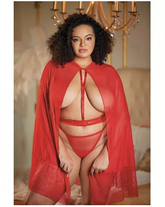 Allure Lace & Mesh Cape W/attached Waist Belt (G-string Not Included)