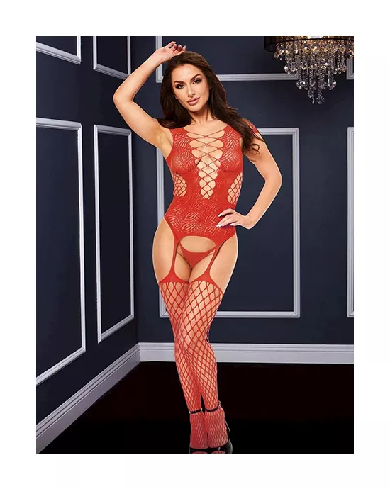 Corset Front Suspender Fishnet Bodystocking