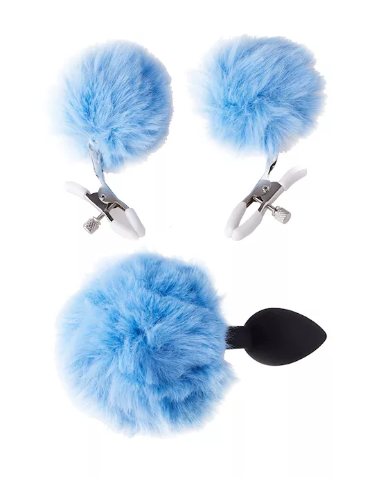 Pompom Nipple Clamp and Butt Plug Set