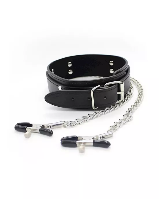 Kinki Collar With Nipple Clamps