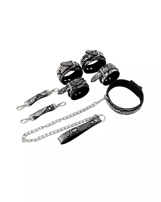 Share Satisfaction Snake-print Bondage Set In Handbag