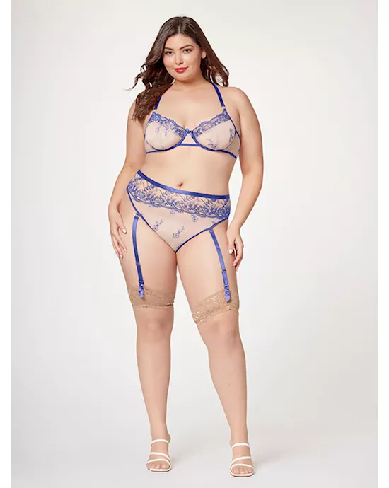 Sheer Elegance Two Piece Bra Set Stm-11484x-blue-3x/4x