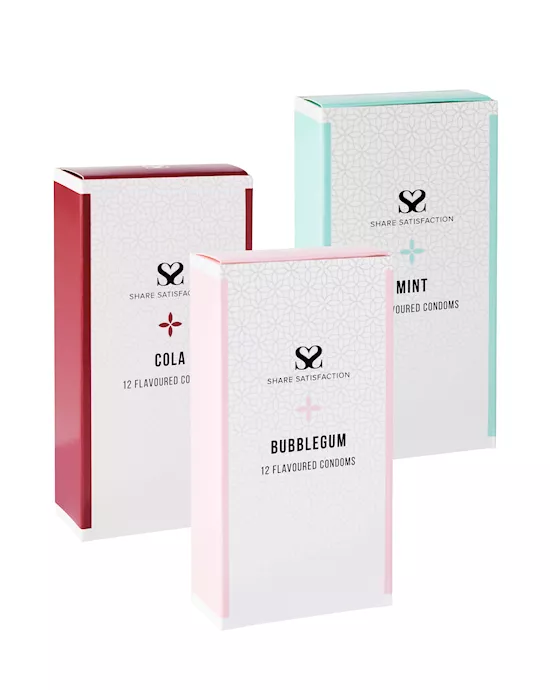 Share Satisfaction Candy Flavoured Condoms - 3 X 12 Pack