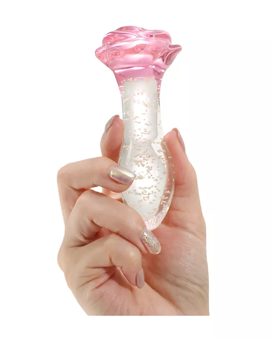 Lucent Glow In The Dark Rose Glass Butt Plug