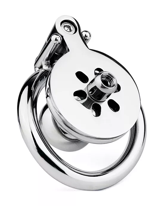 Button Hex Lock Inverted Chastity Cage with Dildo Attachment