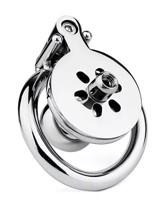 Button Hex Lock Inverted Chastity Cage With Dildo Attachment