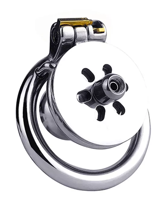 Button Key Locked Inverted Chastity Cage With Dildo Attachment