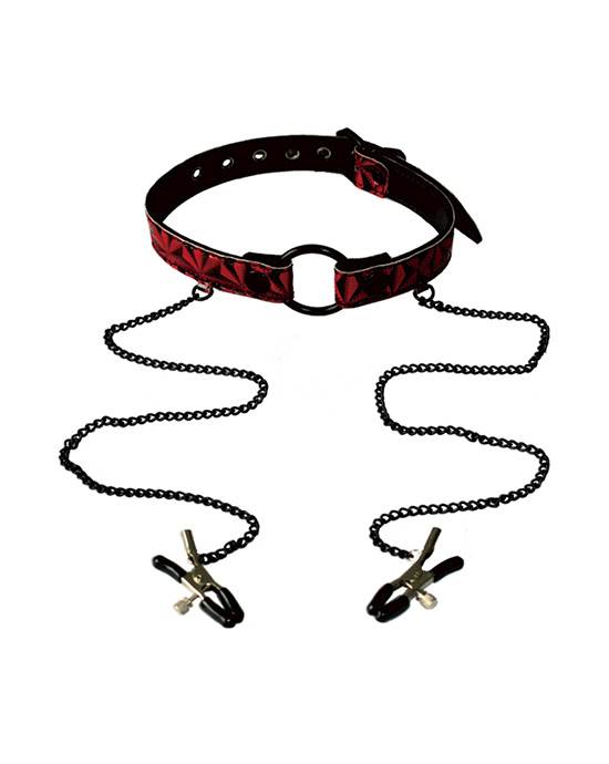 Open Wide Pyramid Pattern O-ring Gag With Clips