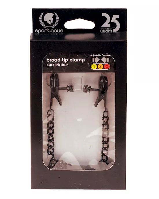Spartacus Blackline Broad Tip Adjustable Nipple Clamps w/Chain - Black