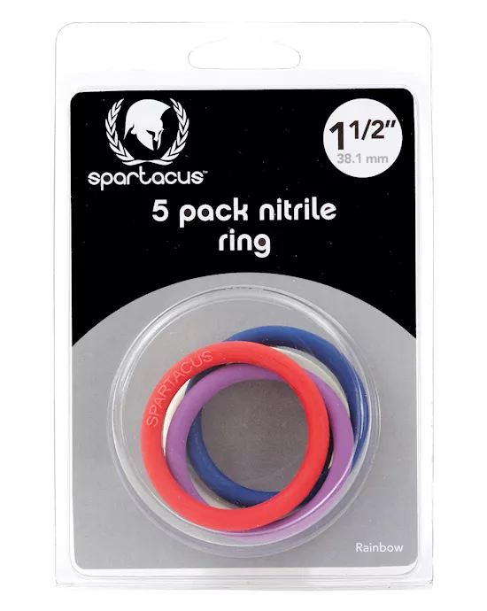 Spartacus 1.5" Nitrile Cock  Ring Set - Asst. Colors Pack of 5