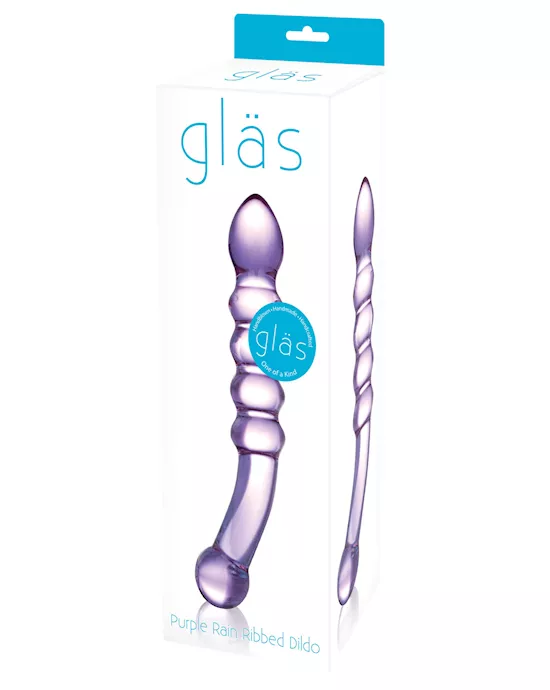 Glas Purple Rain Ribbed Glass Dildo
