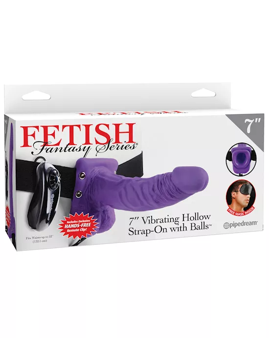 Fetish Fantasy Series 7" Vibrating Hollow Strap On w/Balls - Purple