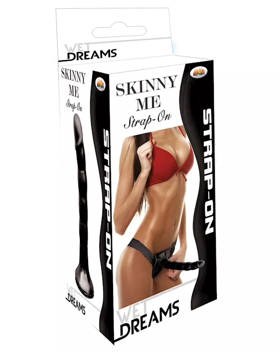 Wet Dreams Skinny Me 7" Strap on w/Harness - Black