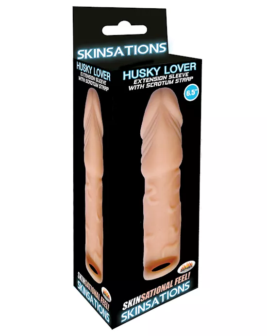 Skinsations Husky Lover 6.5" Extension Sleeve w/Scrotum Strap