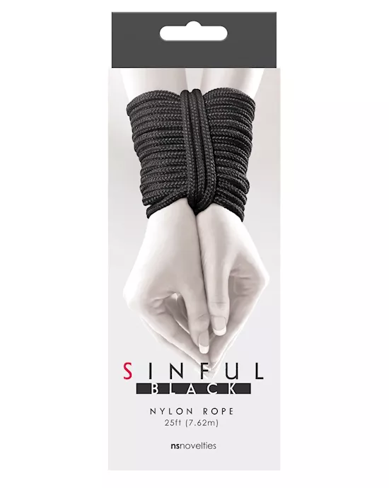 Sinful 25' Nylon Rope - Black