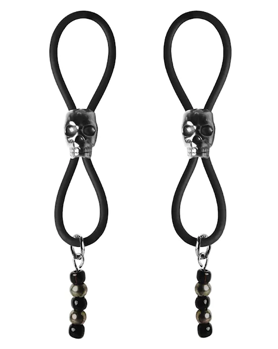 Bijoux de Nip Nipple Halos Black Skull Slider - Black/Silver