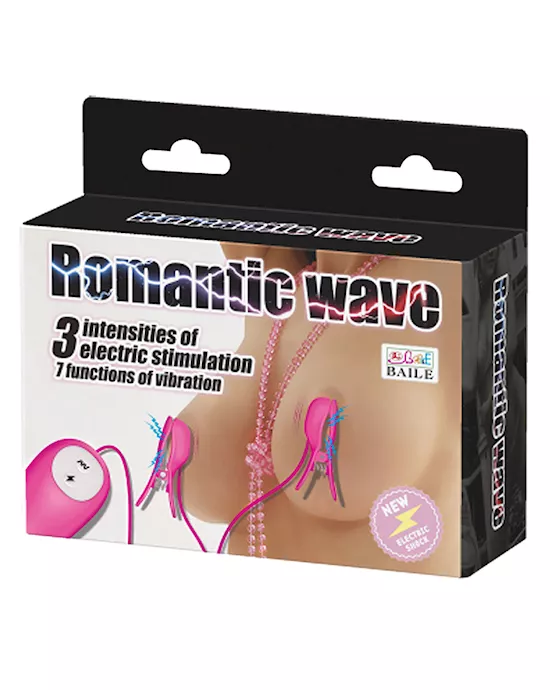 Pretty Love Romantic Wave Electro Shock Vibrating Nipple Clamps - Rose
