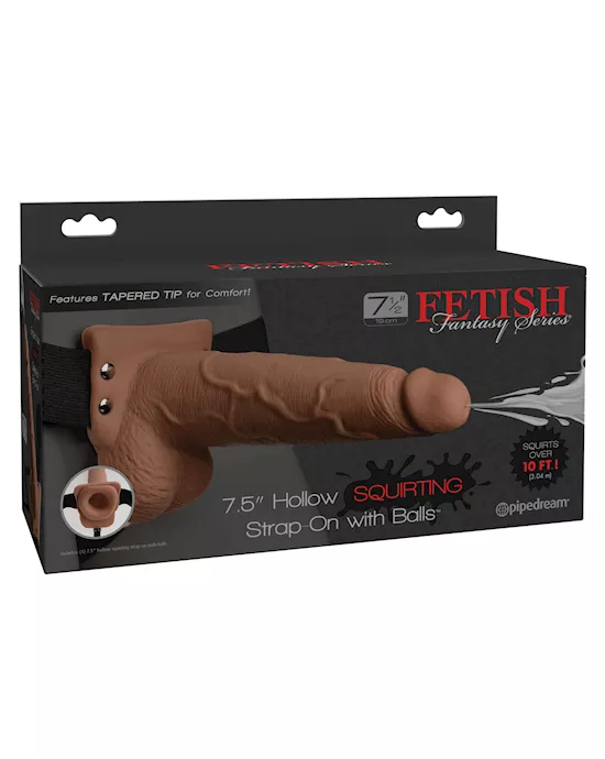 Fetish Fantasy Series 7.5" Hollow Squirting Strap On w/Balls - Tan