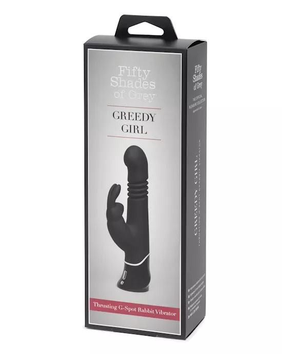 Fifty Shades of Grey Greedy Girl Rechargeable Thrusting G Spot Rabbit Vibrator - Black