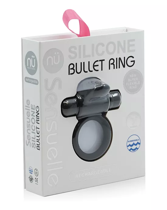 Nu Sensuelle Rev Silicone 7 Function Bullet Ring w/Flutter Tip  - Black