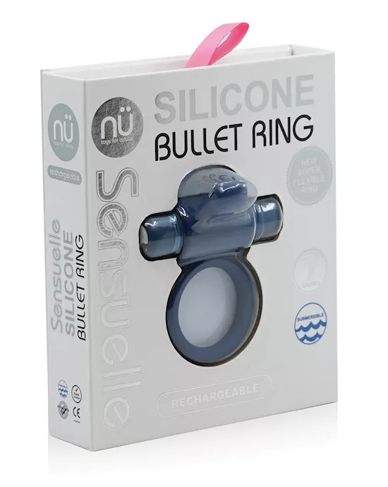 Nu Sensuelle Rev Silicone 7 Function Silicone Bullet Ring w/Flutter Tip  - Navy