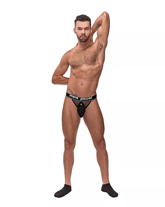 Cock Pit Fishnet Cock Ring Jock Black L/XL