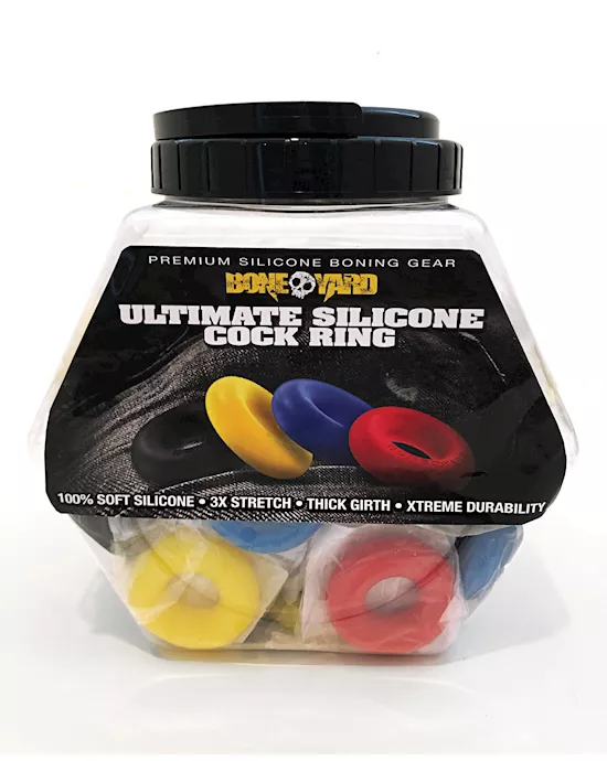 Boneyard Ultimate Silicone Cock Ring Fishbowl - Asst. Colors Bowl of 50