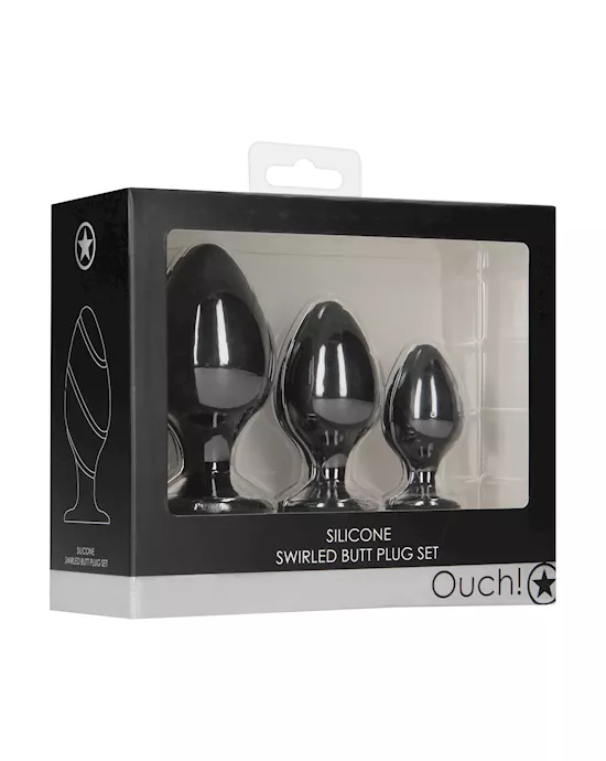 Shots Ouch Swirled Butt Plug Set - Black