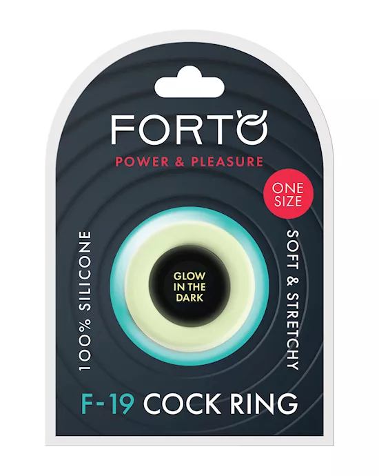Forto F-19 Two Tone Liquid Silicone Cock Ring - Black/Glow in the Dark