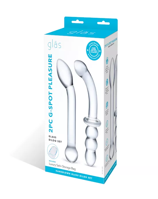 Glas 2 pc G-Spot Pleasure Glass Dildo Set - Clear