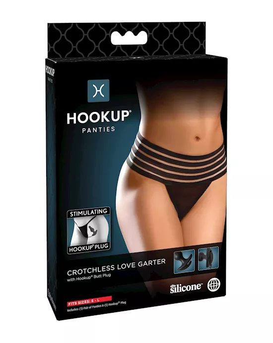 Hookup Panties Crotchless Love Garter Black S-L