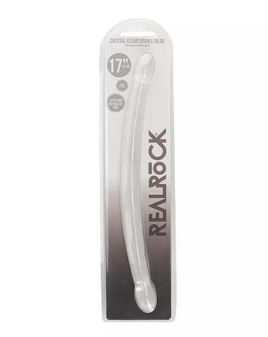 Shots RealRock Crystal Clear 17" Double Dildo  - Transparent