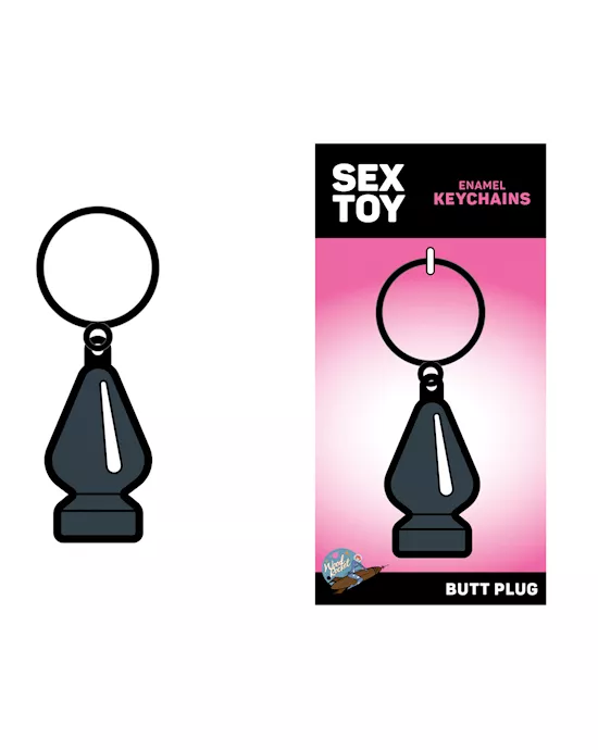 Wood Rocket Sex Toy Butt Plug Keychain - Black