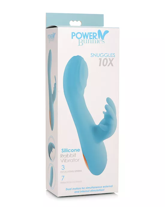 Curve Toys Power Bunnies Snuggles 10x Silicone Rabbit Vibrator - Blue