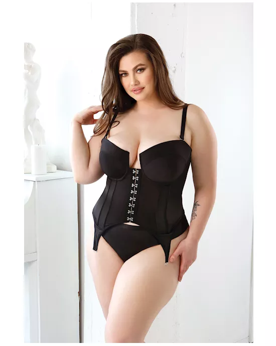 Curve Sloan Cropped Bustier Top & Panty Black 1X/2X