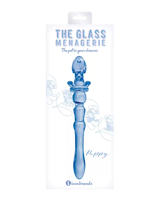 Glass Menagerie Puppy Glass Dildo - Dark Blue