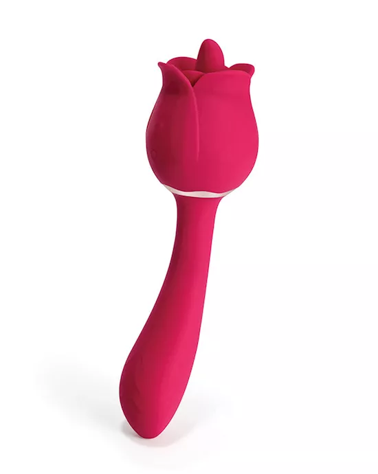 Rhea Clit Licking Tongue Rose Vibrator & G Spot Massager - Red