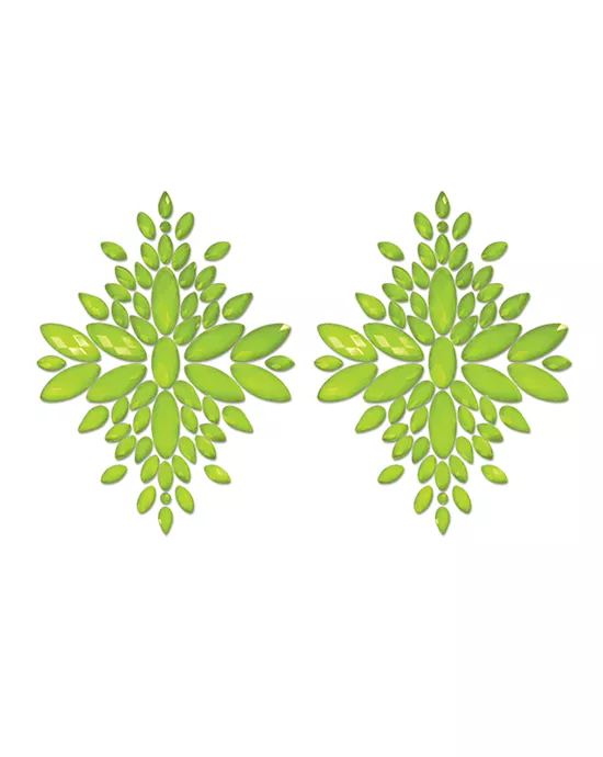 Fantasy UV Reactive Jeweled Pasties - Neon Green O/S