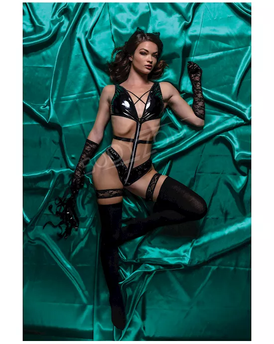 Role Play Kinky Kitty Cat 6 pc Set Black S/M