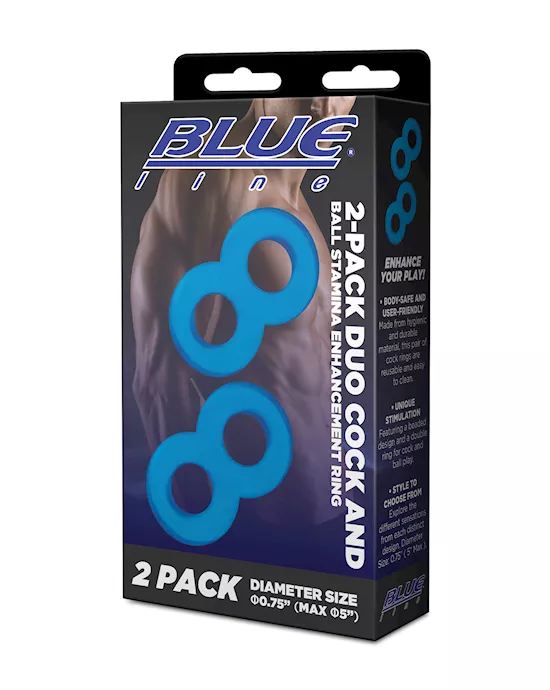 Blue Line C & B Dual Cock & Ball Stamina Enhancement Ring - Jelly Blue Pack of 2