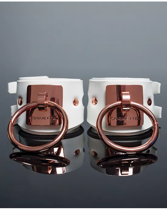 Pleasure Collection Adjustable Handcuffs - White/Rose Gold