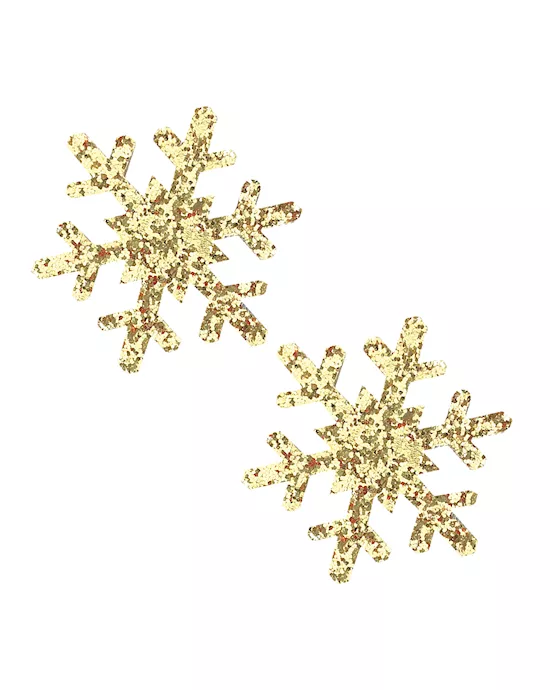Neva Nude Glitter Snowflake Pasties - Gold O/S