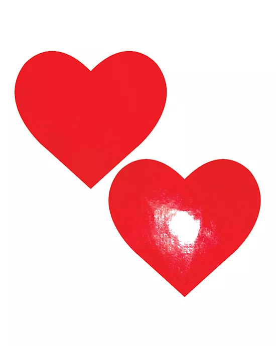 Neva Nude Vixen Queen Status Wet Vinyl Heart Pasties - Red QN