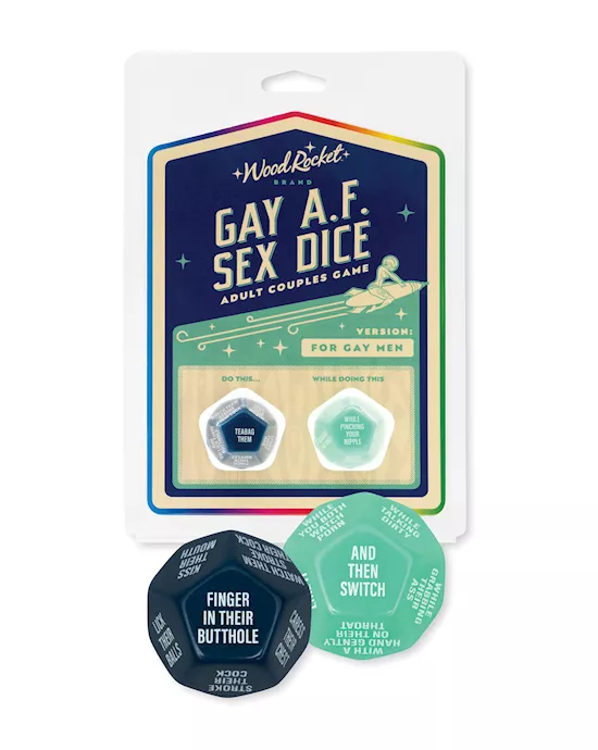 Wood Rocket Gay AF Gay Men Couples Sex Dice Game - Blue