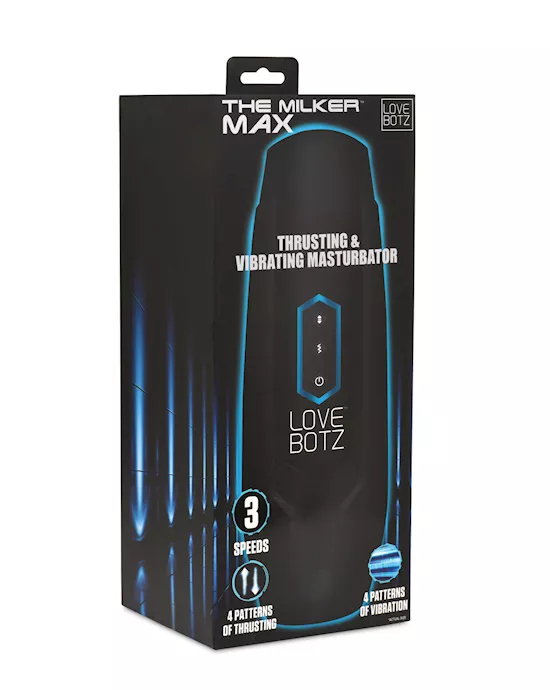 LoveBotz The Milker Max 14X Thrusting & Vibrating Masturbator - Black