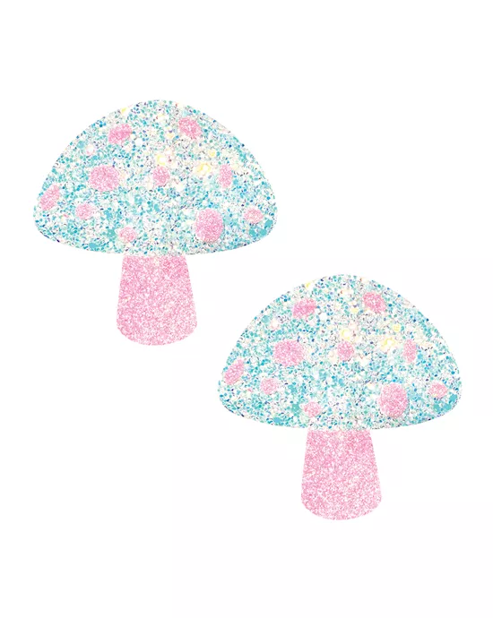 Neva Nude Black Light Glitter Shroom Pasties - Pink/White O/S