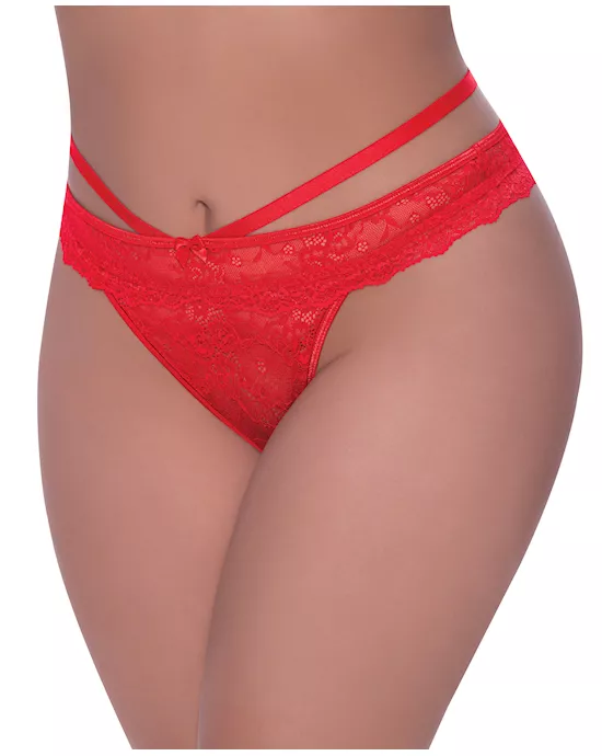 Ooh La Lace Peek-A-Boo Cheeky Panty Red QN