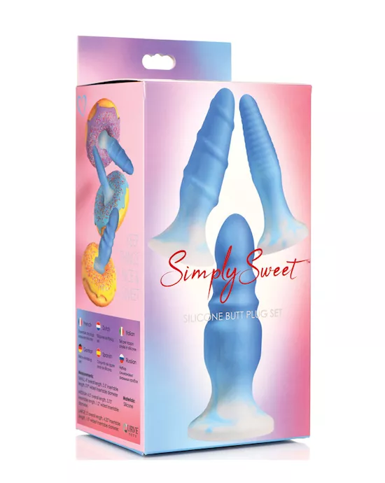 Curve Toys Simply Sweet Silicone Butt Plug Set - Blue