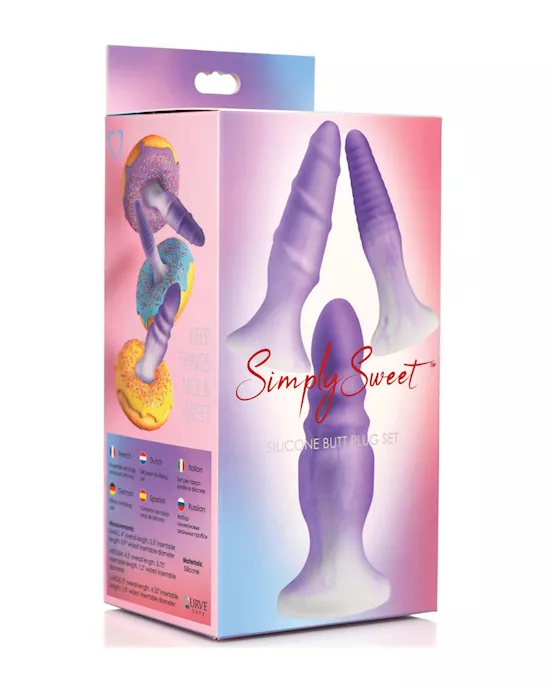 Curve Toys Simply Sweet Silicone Butt Plug Set - Purple